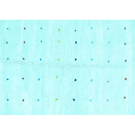 Ahgly Company Indoor Rectangle Solid Light Blue Modern Area Rugs, 7' x 9'