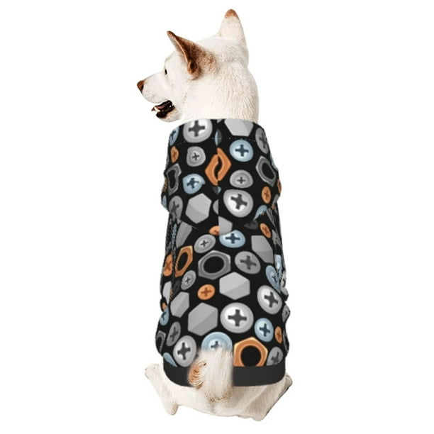 Fotbe Colorful Screws Sudadera con Estampado para Perros Pequeños – Suéter con Capucha para Mascotas, Tela Suave de Forro Polar con Bolsillo-XX-Large