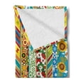 thumbnail image 2 of Striped Soft Flannel Fleece Blanket, Colorful Summer Spring Retro Patchwork Style Pattern Sunflower Butterfly Strawberry, Cozy Plush for Indoor and Outdoor Use, 60" x 80", Multicolor, by Ambesonne, 2 of 5