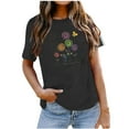 thumbnail image 1 of Birdeem T-Shirt Décontracté pour Femmes Imprimé Col Rond Manches Courtes Chandail Blouse Tops, 1 of 4