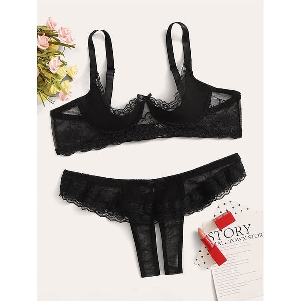 Lencería sexual de gran tamaño, ropa interior sexy con sujetador, lencería sexual pura, conjunto de pecho pequeño