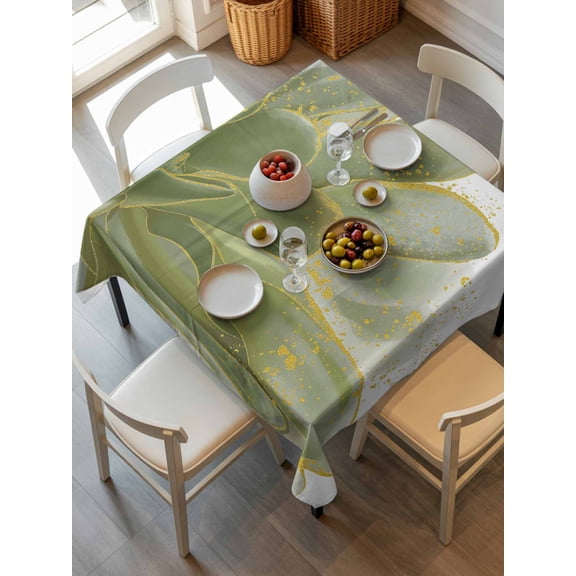 Sage Green Gold Tablecloth Square Table Cloth 60x60, Waterproof Tablecloth Outdoor Table Cloth, Aesthetics Flower Boho Watercolor Art Washable Table Cover for Kitchen Dinning Party