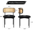 thumbnail image 4 of MAYEERTY 4-Pack Black Modern Upholstered Dining Chairs, Rattan Back, Metal Legs, Kitchen Accent, 4 of 7