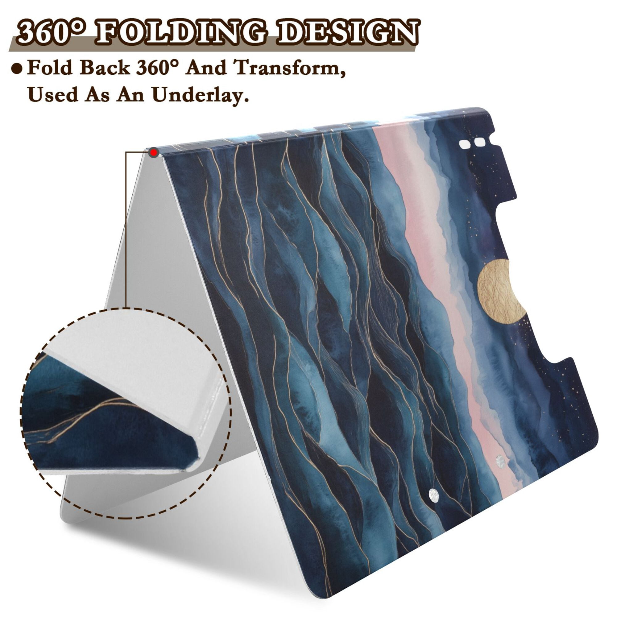 FORMRS A4 Clipboard Folder with Pen Holder Horizontal Foldable School Office Binder, Ocean Waves