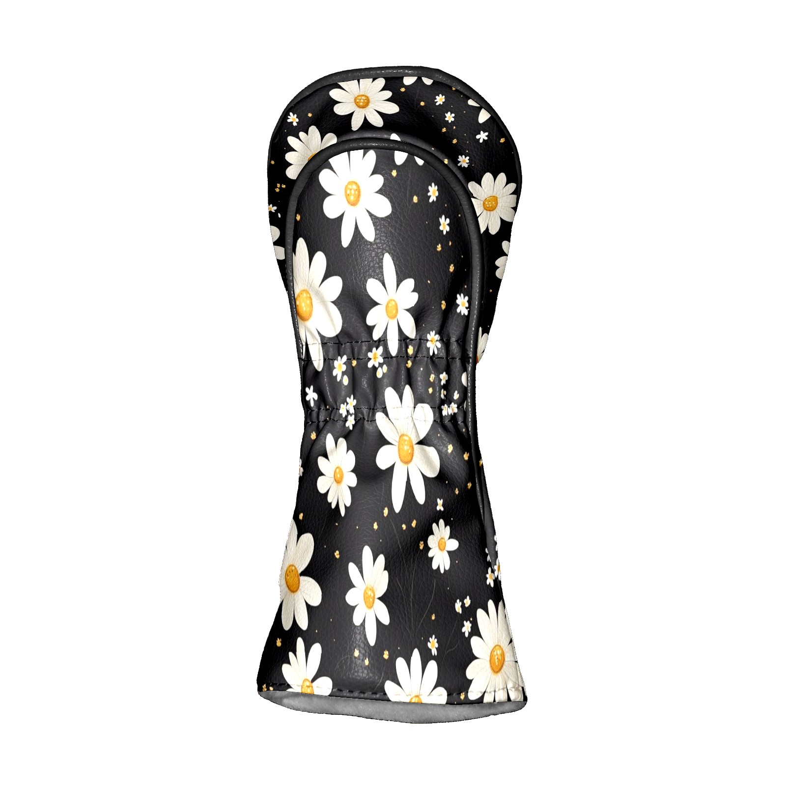 Golf Club Head Covers - White Daisy Design, PU Leather, Waterproof, Fits Fairway Woods/Hybrid, Unisex, Fits Most Brands