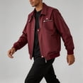thumbnail image 5 of Men's Lightweight Flight Bomber Jacket Casual Workwear Windbreaker Zip Up Coat Spring Fall Streetwear with Zipper Pockets for Travel Work Size 4XL Red, 5 of 7