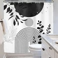 thumbnail image 4 of Black White Silver Boho Modern Shower Curtain for Bathroom Decor 72Wx72H Mid Century Bohemian Eucalyptus Leaves Arch Art Printed Fabric Polyester Waterproof 12 Pack Plastic Hooks, 4 of 6
