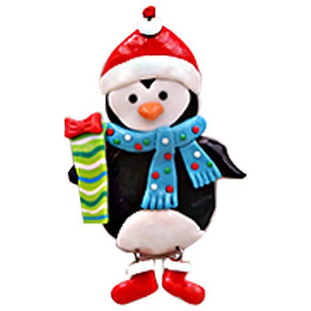 Adorno para árbol de Navidad Papá Noel de arcilla blanda, muñeco de nieve, pingüino, decoración colgante para árbol de Navidad