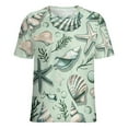 thumbnail image 5 of Beach Seashell Starfish Womens Tops Women's Fashion Casual Short Sleeve Flower Print Round Neck Pullover Top Blouse, 5 of 6