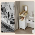 thumbnail image 6 of Makeup Organizer Cart with Vanity Mirror, Floor Skincare Organizers Make Up Organizers-Vanity Organizer Cosmetic Display Cases Holder for Skin Care Perfume Nail Polish Brush Hair Tool (White), 6 of 15