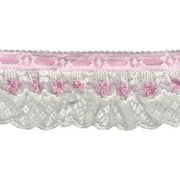 Wrights 3" Pink Beaded Double Ruffled Ribbon, 1 Each