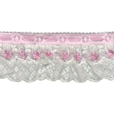 Beaded Ruffle Lace with Ribbon Trim