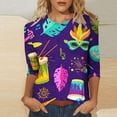 thumbnail image 2 of Outfmvch Chemises Mardi Gras pour Femmes, Manches 3/4 Hauts pour Femmes, Tenue Mardi Gras pour Femmes, Blouses pour Femmes, Hauts d'Entraînement pour Femmes, Tunique Graphique de Carnaval Manches 3/4 Col Rond Blouse Bleue 5TG, 2 of 5