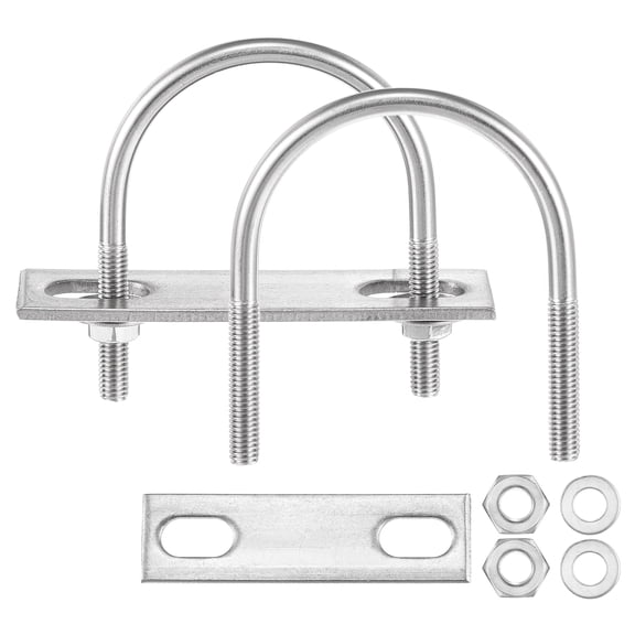 U Bolts 4 Sets (1/4"(M6)x2"x2.79"), Round U Bolt Kits 304 Stainless Steel with Accessories - for Construction, Pipe, Trailer, Automotive, Leaf Spring Fastener