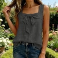 thumbnail image 7 of Kilaqueen Womens Bow Tie Front Tank Tops Summer Dressy Solid Color Square Neck Sleeveless Tunic Blouses Lightweight Loose Fit Casual Going Out Cami Gauze Shirts, 7 of 7