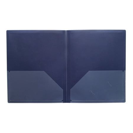 - School Smart Polypropylene 2 Pockets Heavy Duty Portfolio, Dark Blue, Pack of 2