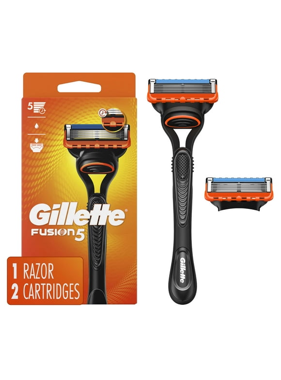Gillette Fusion5 Men's Razor Handle and 2 Blade Refills, Orange