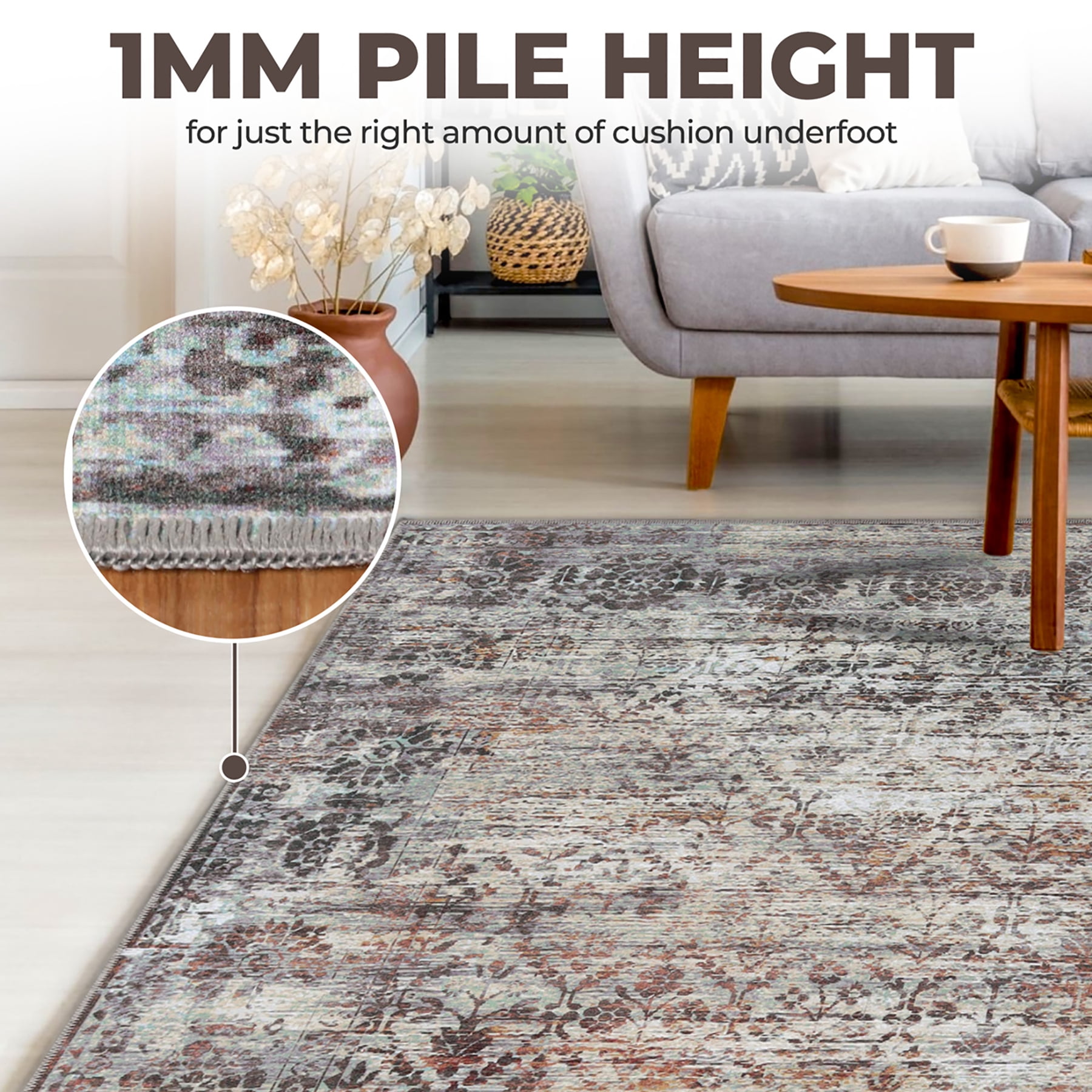Superior Macaw Lattice Non-Slip Washable Indoor Area Rug, 6' x 9', Cream