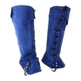 thumbnail image 4 of Cubrebotas medievales de pirata, polainas de cuero sintético estilo gótico para caballero guerrero Azul, 4 of 8