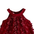 thumbnail image 4 of BLTIBY Girls Halter Tulle Dresses Sleeveless 3D Butterflies A Line Tutu Dress Summer Elegant Pageant Birthday Party Gowns Red 7-8 Years, 4 of 5