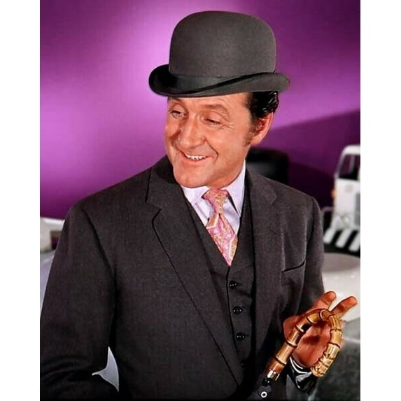 Patrick Macnee in suit & bowler holding umbrella Steed The Avengers 16x20 Poster