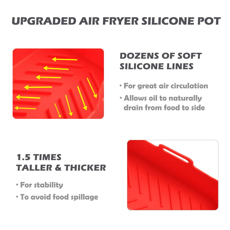 2 PCS Silicone Air Fryer Liners 9 Inch Square Easy Cleaning Air Fryer  Silicone Liners for 6-9 QT Frying Basket, Heat Resistant Reusable Ninja Air