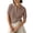 brown, variant on Women Short Sleeved Knit Sweater Top Solid Color Turn Down Collar V Neck Casual Soft Pullover