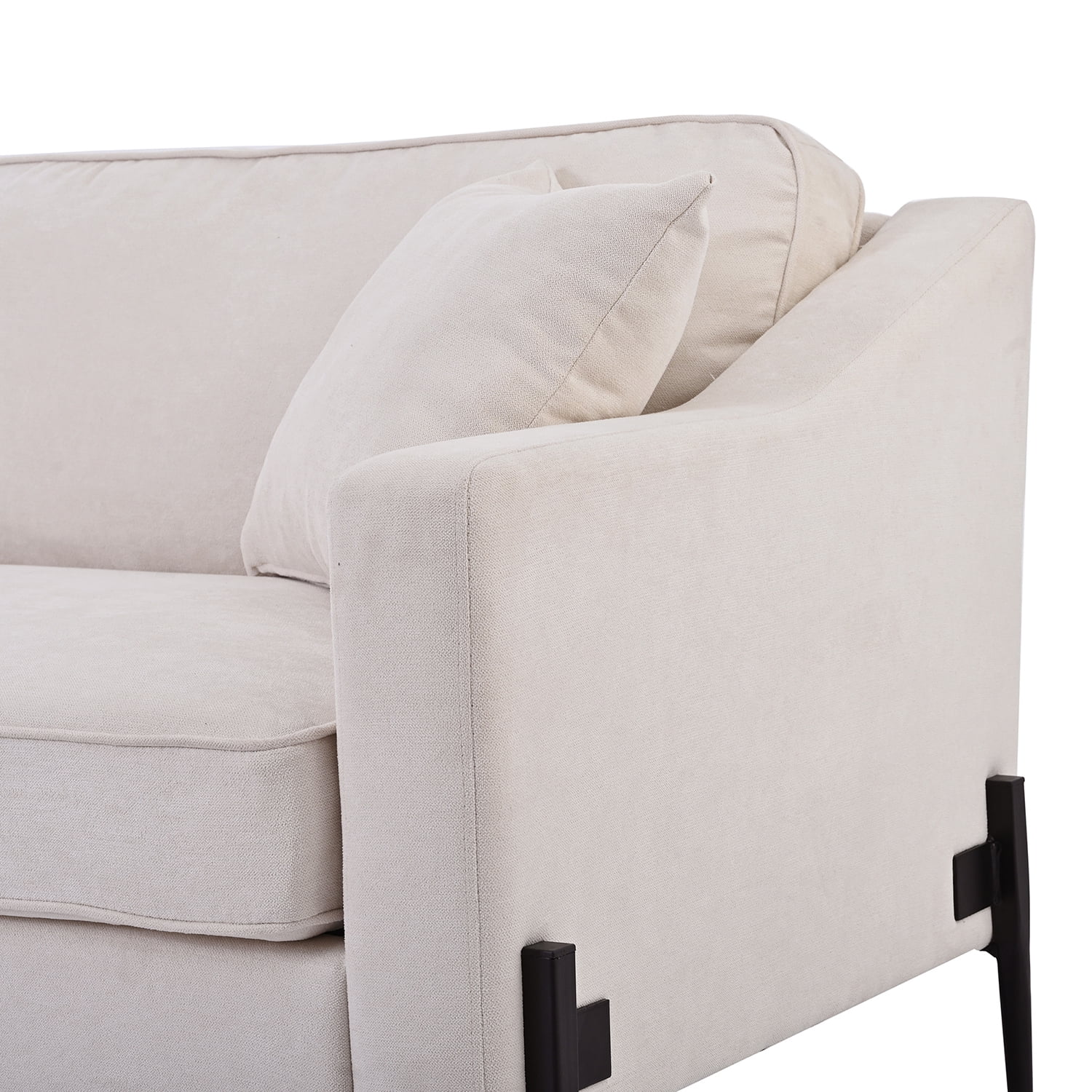 Kepooman Upholstered 2-Seat Loveseat Sofa, 81" Sofa Couch with Metal Legs and 2 Pillows, 2-3 People Seat Capacity, Beige Kepooman Upholstered 2-Seat Loveseat Sofa, 81" Sofa Couch with Metal Legs and 2 Pillows, 2-3 People Seat Capacity, Beige
