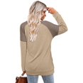 thumbnail image 4 of Womens Tops Color Block Pullover Long Sleeve T Shirts with Pockets Crew Neck Tunic Blouse, 4 of 5