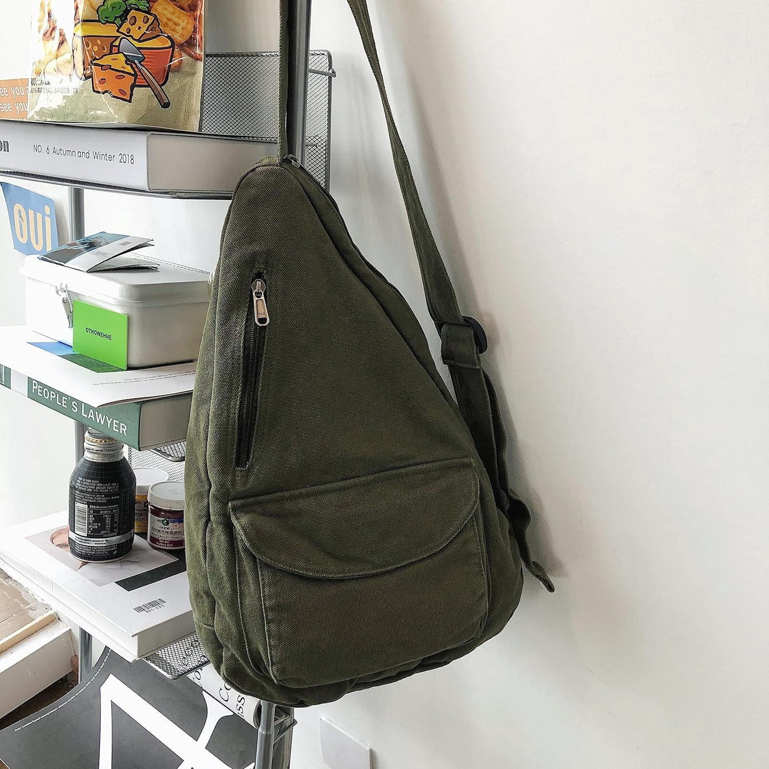 Canvas Sling Crossbody Bag for Women Men, Daypack Sling Bags Travel Casual Hiking Small Chest Shoulder Purse Bag Outdoor
