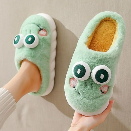 

CoCopeanut Cute Animal Slipper For Women Fashion Kawaii Fluffy Winter Warm Slipper Couples Cartoon Milk Cow House Slides Furry Funny Shoes