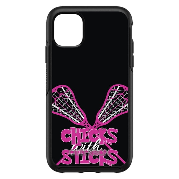 DistinctInk OtterBox Symmetry Custom Case for Apple iPhone 15 (6.1" Screen) - Chicks with Sticks - Shockproof Protection