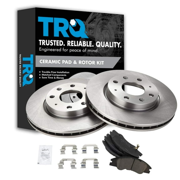 TRQ Front Ceramic Disc Brake Pads & 2 Rotors Kit Set Fits Select Kia Spectra 5