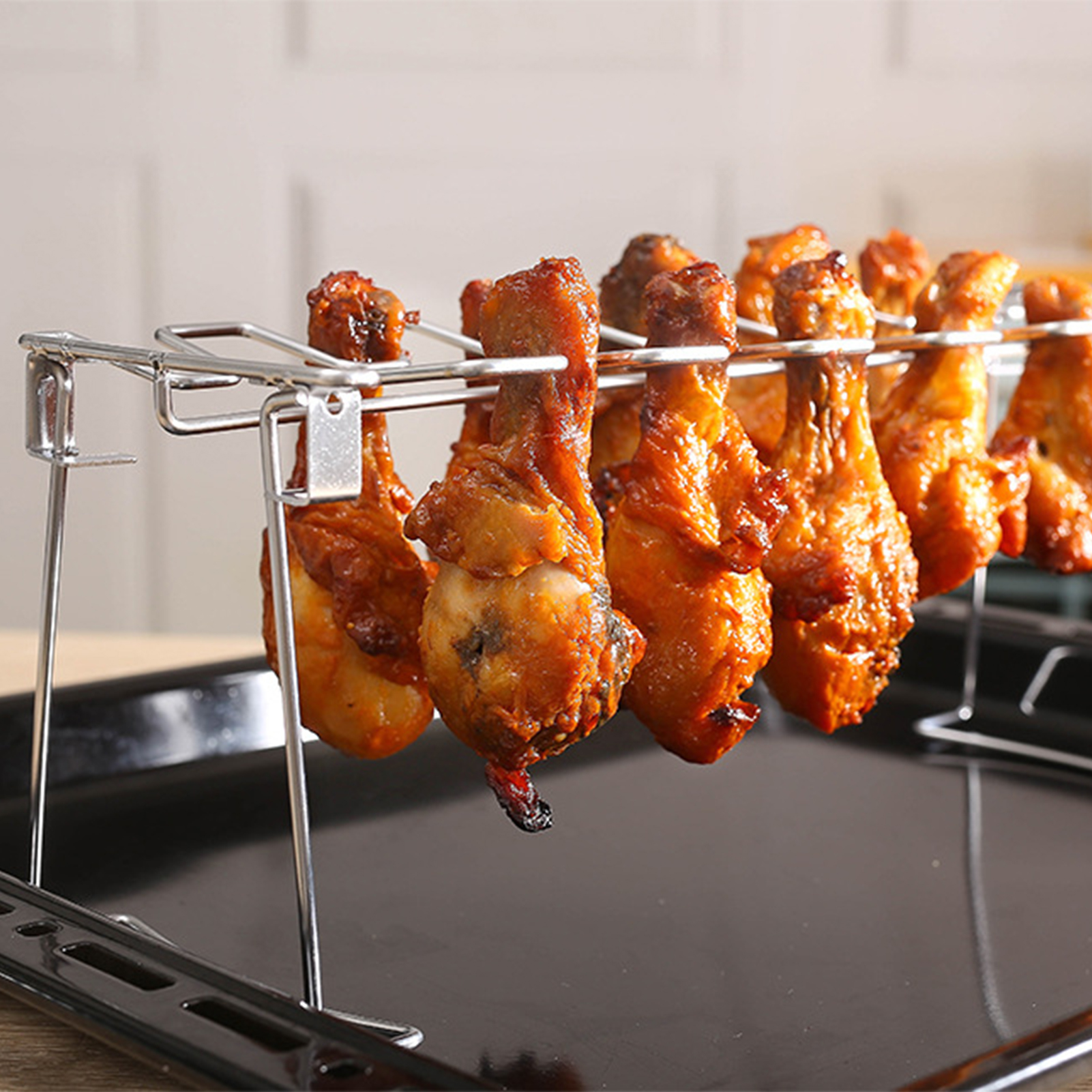 Barbecue Grill Food Rack Stainless Steel Concaveconvex Food Shelf for