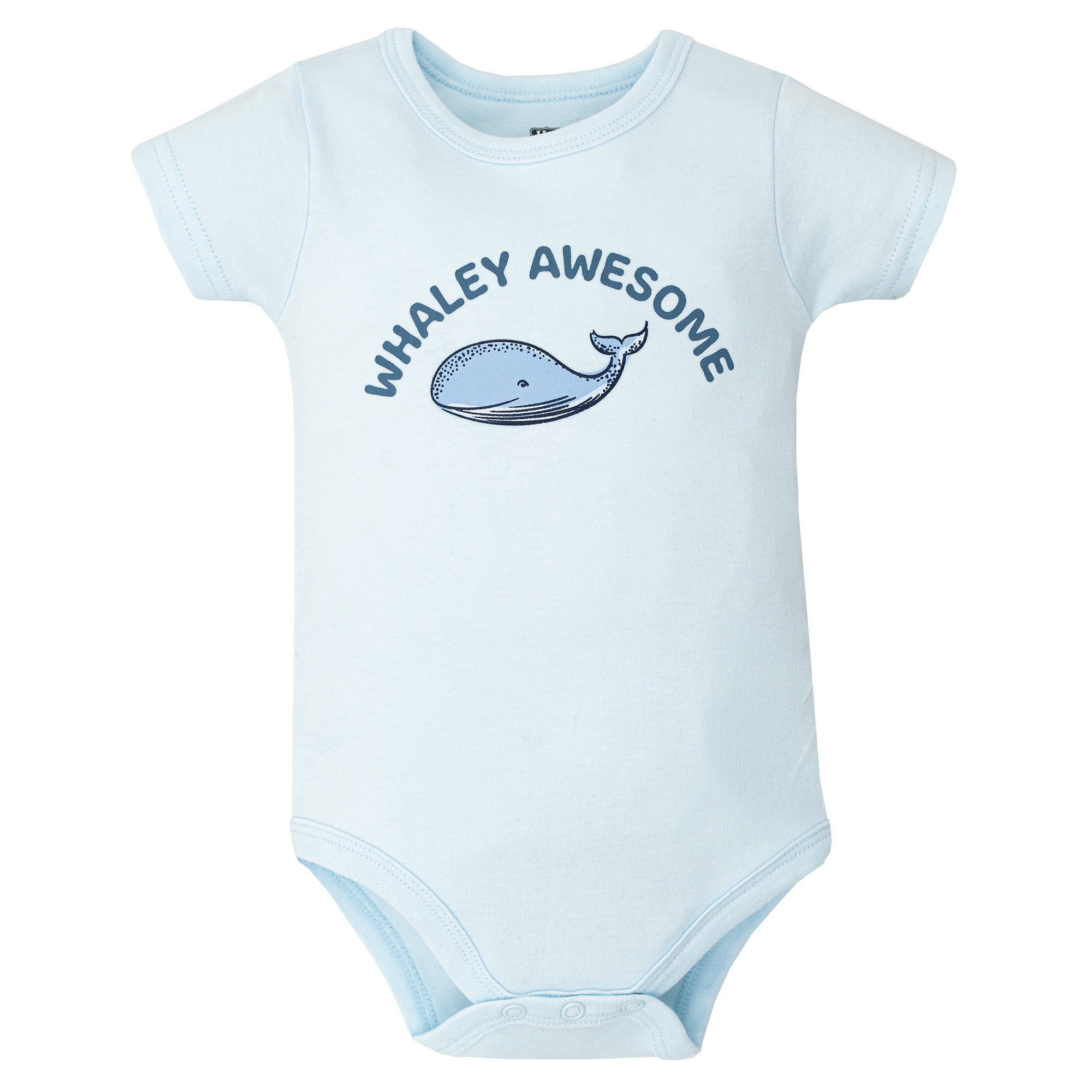 Hudson Baby Boy Cotton Bodysuit, Shorts and Shoe Set, Blue Whaley Awesome, 3-6 Months