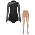 thumbnail image 4 of Moggemol Womens 2-Piece Rhinestone Figure Ice Skating Dress with Mesh Boot Cover Tights Set Black S, 4 of 7