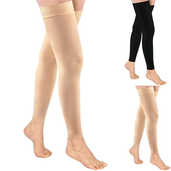 AWASD Everyday Casual Footless Compression Socks for Women Men Pore Color Over Knee Socks Cute High Elasticity Thigh Stockings High Compression Stockings S-2XL (M Color Brown)
