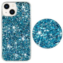 Compatible with iPhone 13 Case Gel Glitter Sparkle Bling Women Girls Cases Cute Rubber Slim Soft Silicone TPU Shockproof Drop Phone Protective Cover for iPhone 13,Blue