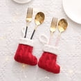 thumbnail image 4 of 6Pcs Christmas Tableware Silverware Holders Set, Red Knitted Christmas Stockings Knife and Fork Bags Covers for Thanksgiving New Year Party Decorations Xmas Dinner Table Decor Ornaments, 4 of 8