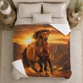thumbnail image 5 of Majestic Chestnut Horse Mid Gallop Dust Over Desert, Rustic Farmhouse Horse Scene, Warm Flannel Blanket for Ranch House and Living Room, Horse Lovers Housewarming Gift, Rustic Home Decor, 5 of 9