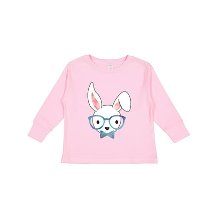 

Inktastic Cute Hipster Bunny Blue Boys or Girls Long Sleeve Toddler T-Shirt
