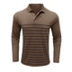 thumbnail image 2 of Blusa y camisa de manga larga con cuello vuelto para hombre, informal, con estampado de rayas, de poliéster, 2 of 6
