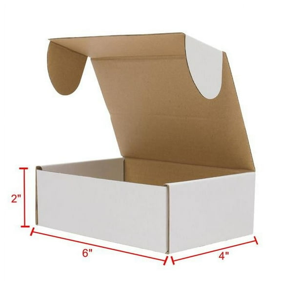 50 Corrugated Paper Boxes 6x4x2 "(15.2 * 10 * 5cm) White Outside and Yellow Inside