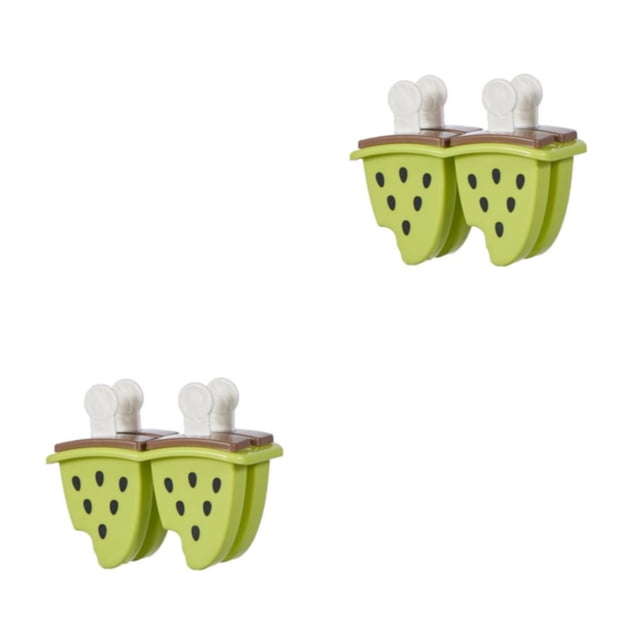Injueey Forma de sandía Molde de helado Reemplazo de dibujos animados 4 Rejilla Lavable Antiadherente Molde sellado a prueba de polvo Verde 2Conjunto