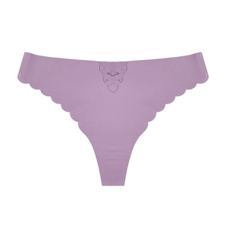 

nsendm Women Ice Silk Underwear Low Waist Seamless Thong Solid Color Hollow T Pants plus Size G String Thongs for Women 3x Underpants Purple X-Large