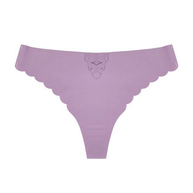 Gibobby Calzones para mujer sexy Ropa interior de seda helada para mujer, cintura , Tanga Sexy sin costuras, pantalones huecos de Color sólido(Morado,G)