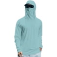 thumbnail image 2 of GrmtClth Men's Sun Protection Hooded Fishing Long Sleeve Tops Camping with Mask Clothing Solid Color Outfit Light Blue L, 2 of 4