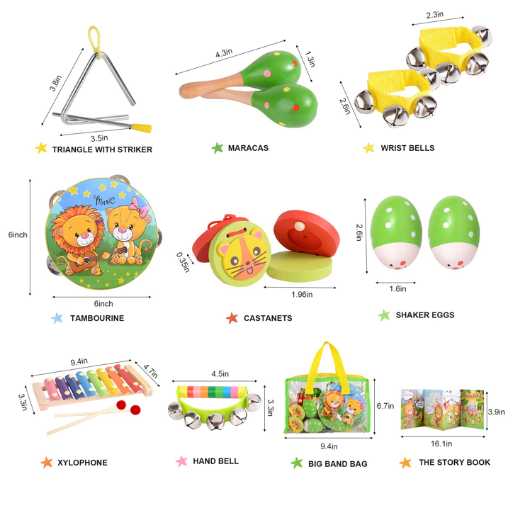 Oathx Wooden Montessori Musical Instrument Set 16 Pieces photo 3