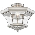 thumbnail image 4 of 3 Light Brushed Nickel Ceiling Light fixture with Clear Beveled Glass Shade, 4 of 6