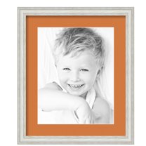 ArtToFrames 15x18" Matted Picture Frame with 11x14" Single Mat Photo Opening Framed in 1.25" Off White Wash on Ash and 2" Octoberfest Mat (FWM-4098-15x18)